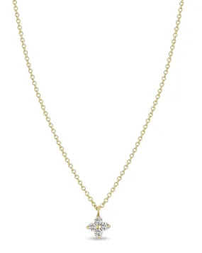 prong diamond quad necklace in 14k gold