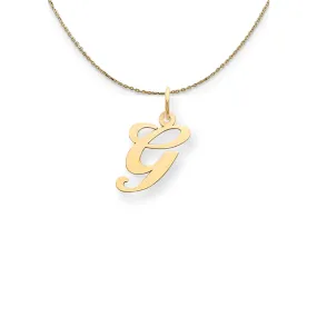 Yellow Gold Fancy Script Initial G Necklace