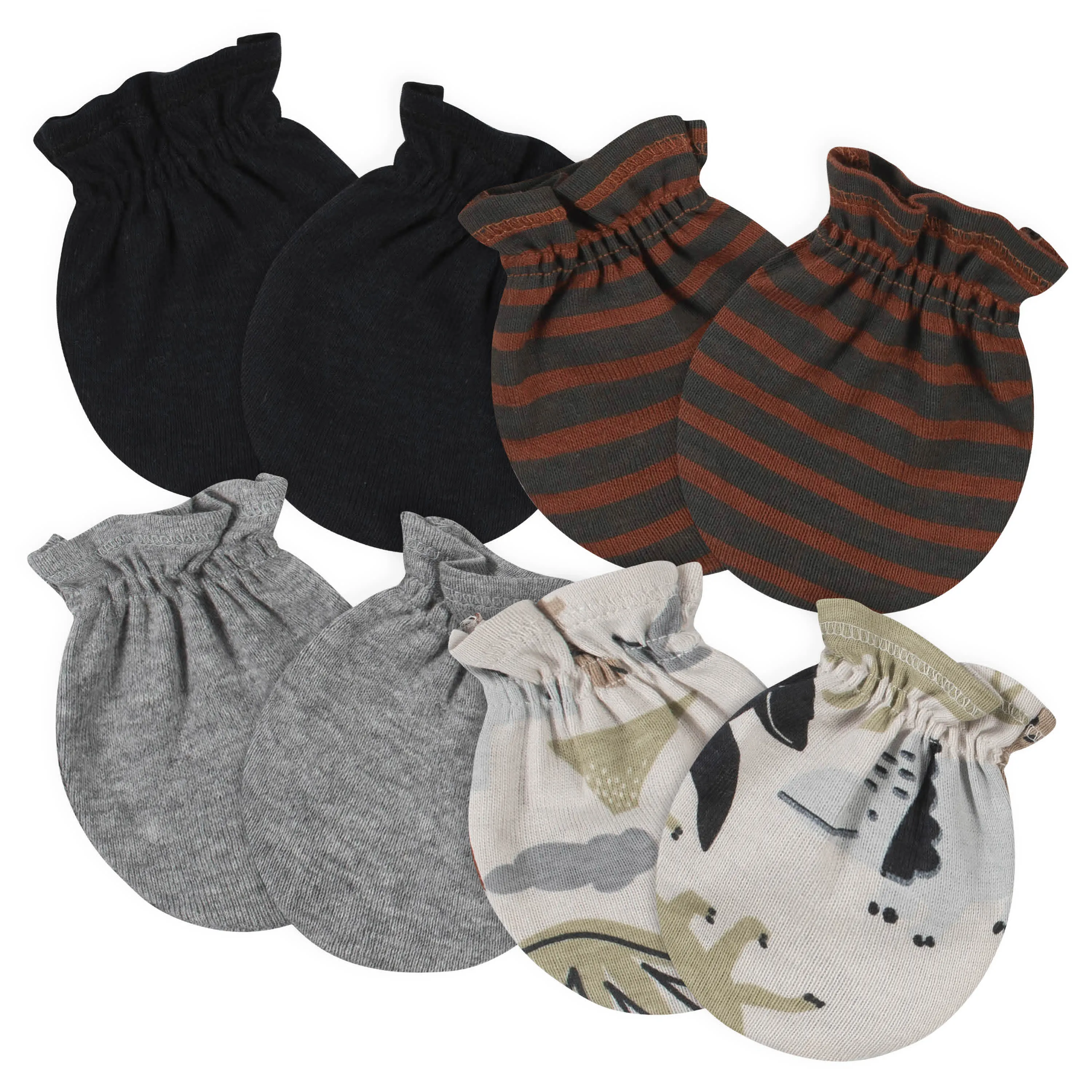 Baby Boys Dino Onesies Bodysuit, Mitten, Cap, & Sock Set