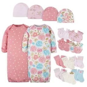 Baby Girls Princess Gown, Mitten, Cap, & Sock Set