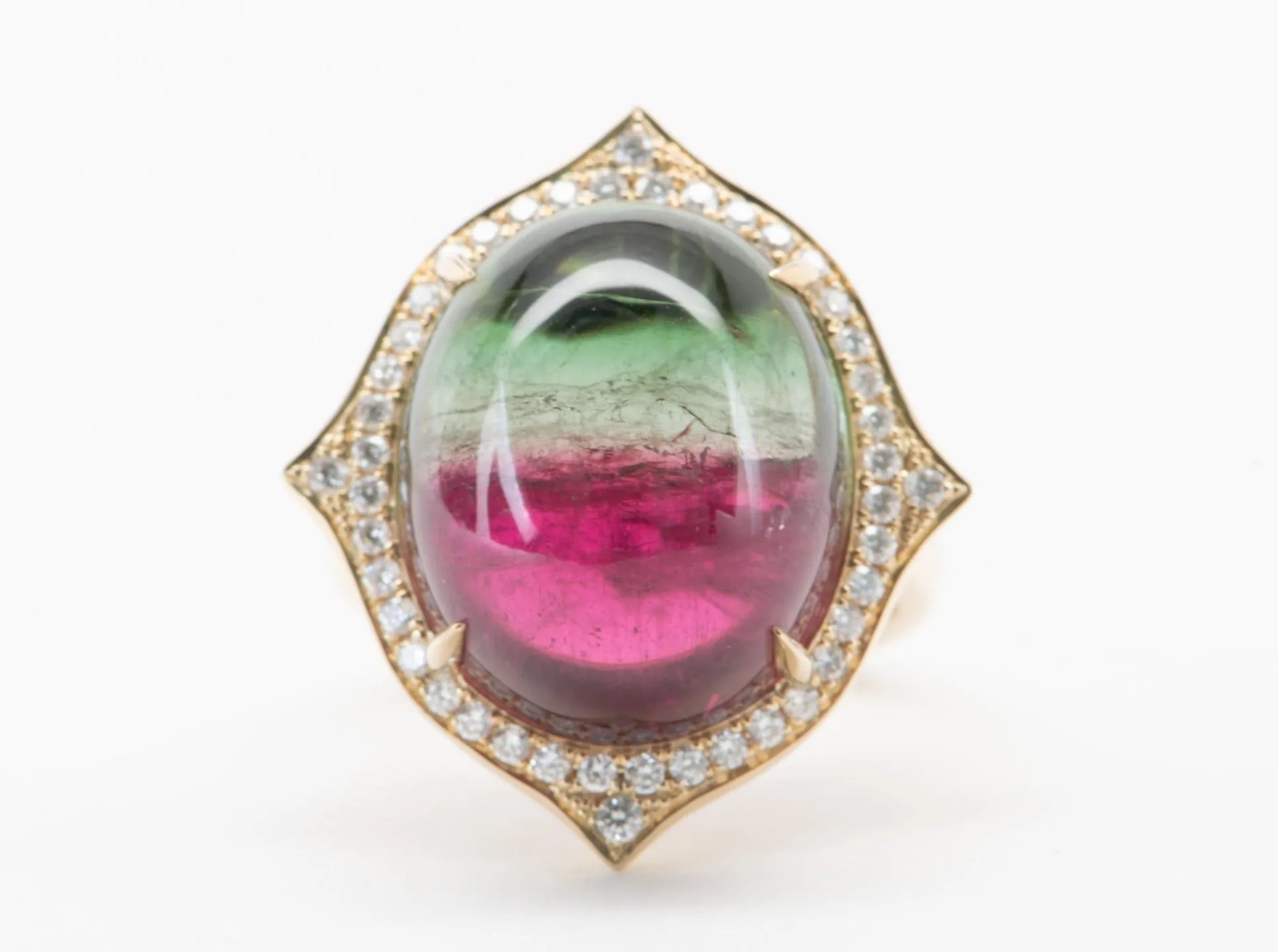 Bi-Color Tourmaline Cocktail Ring 14K Gold