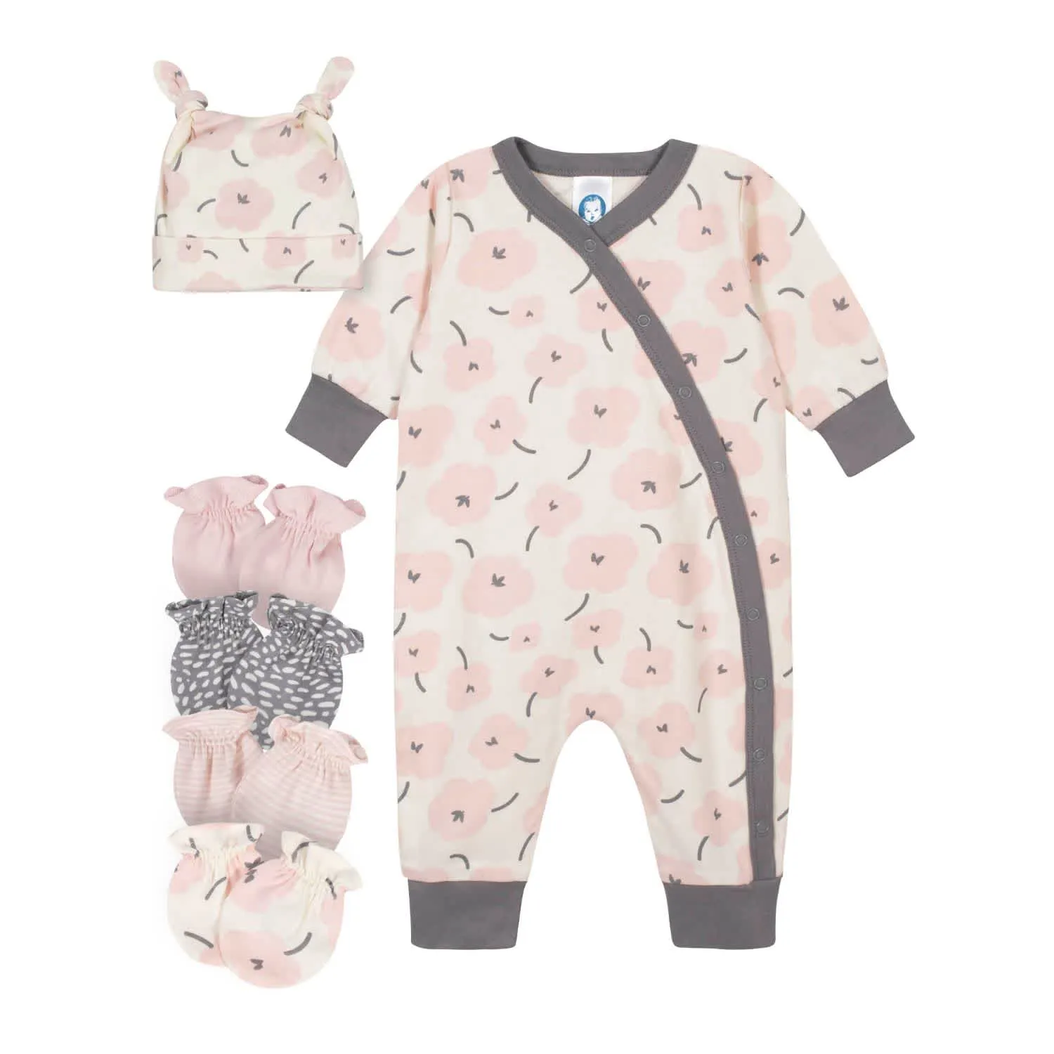 Baby Girls Bunny Coveralls and Mittens Set