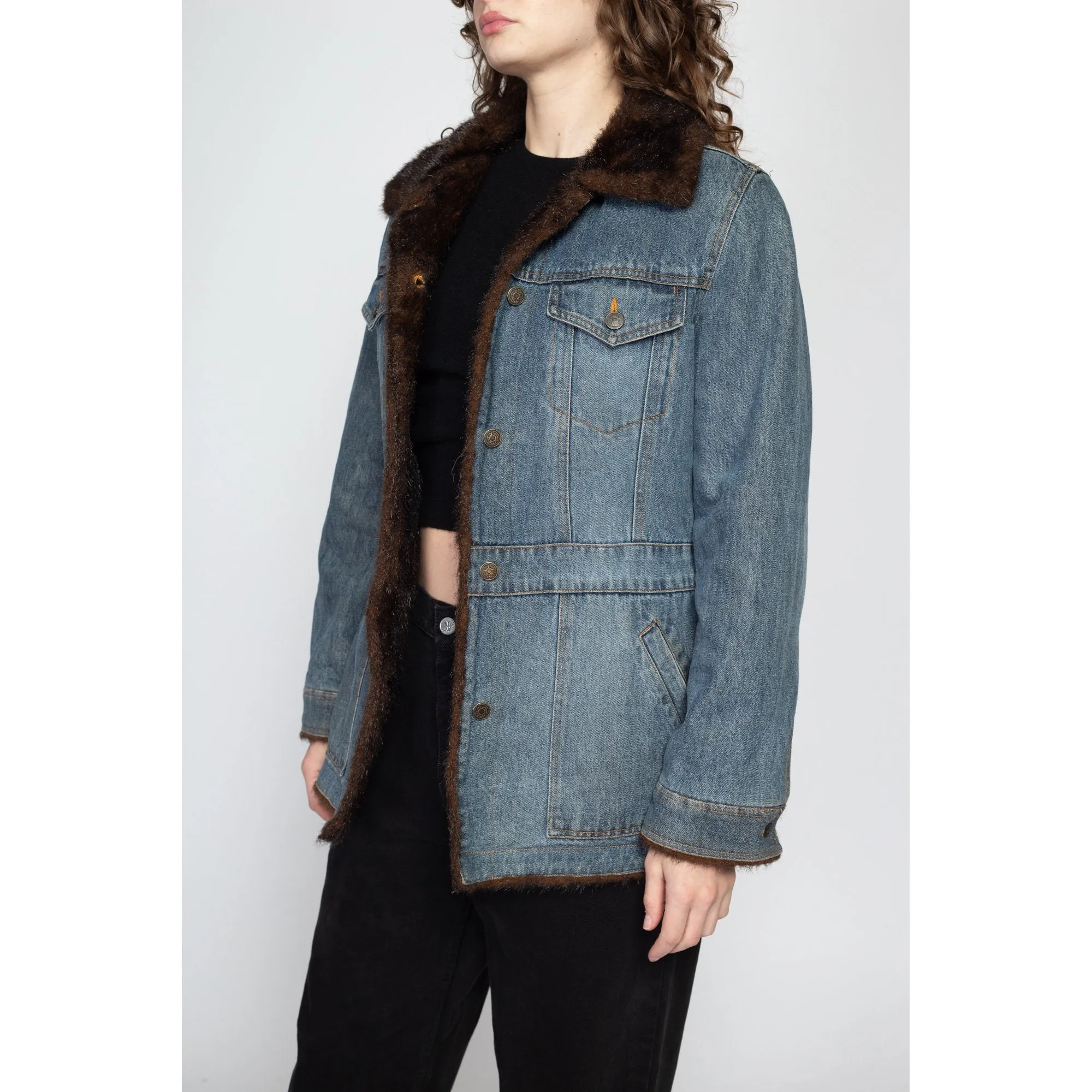 90s Denim Faux Fur Lined Jacket