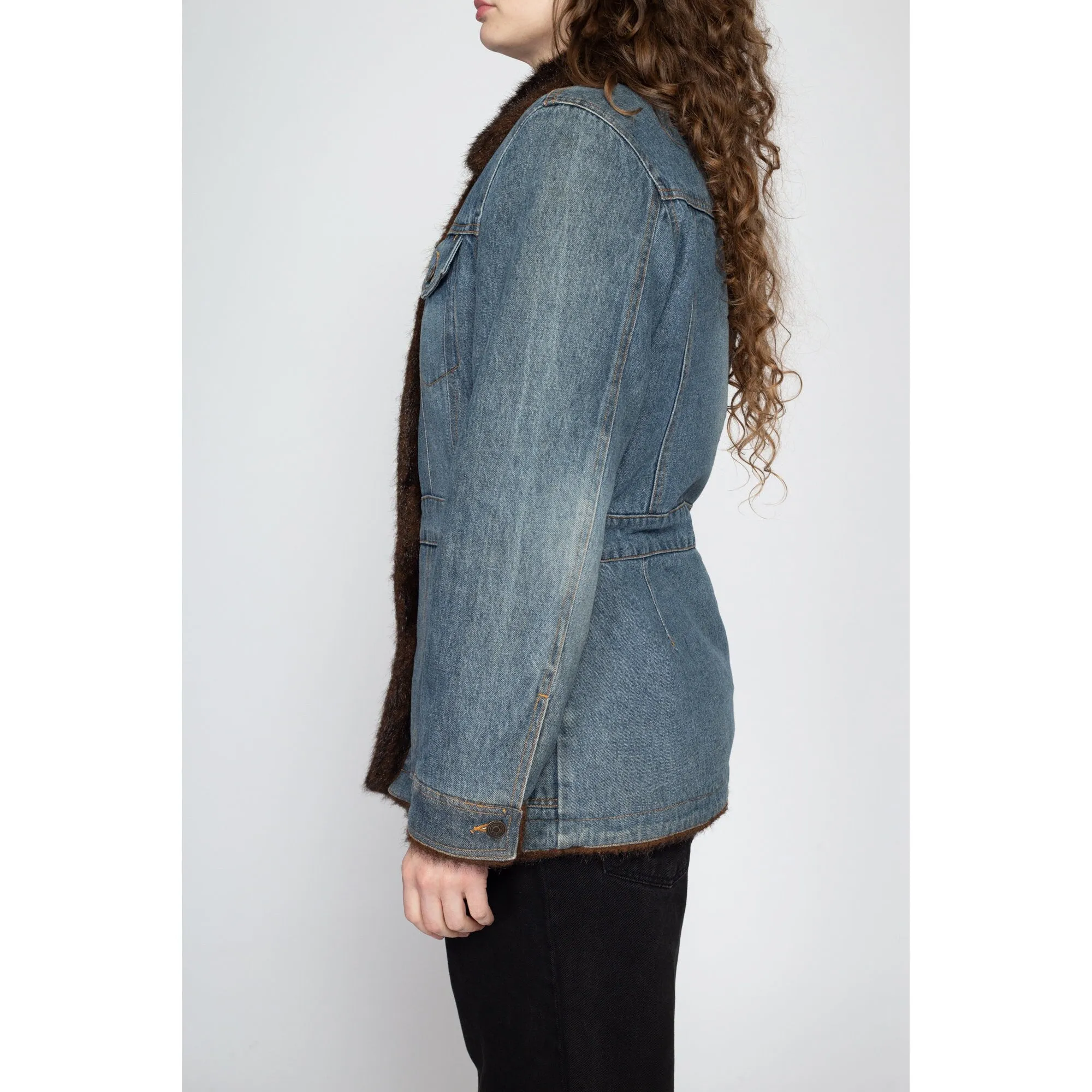 90s Denim Faux Fur Lined Jacket