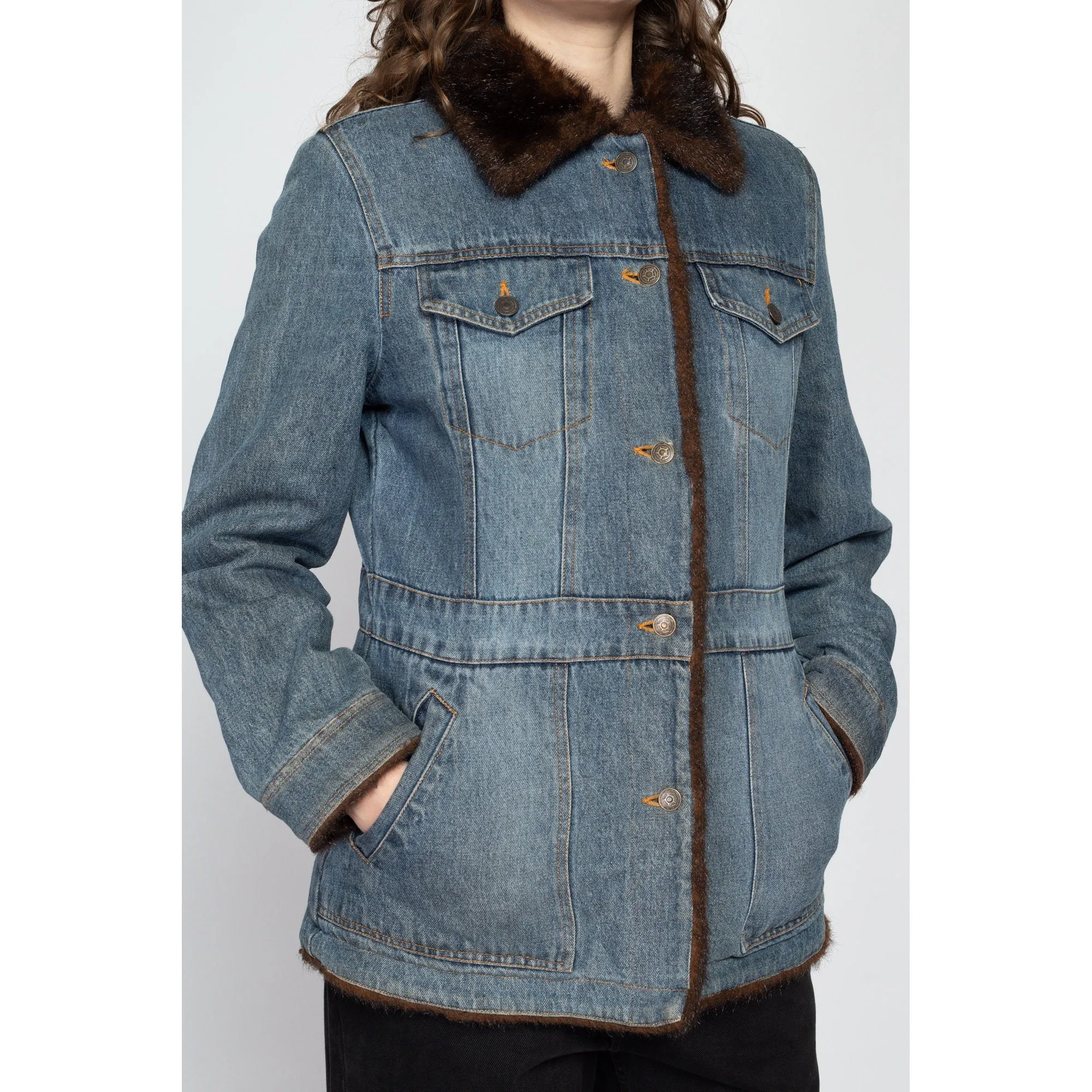 90s Denim Faux Fur Lined Jacket