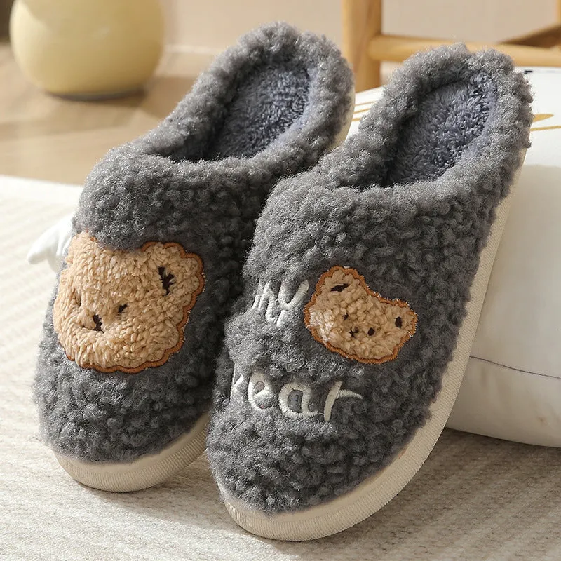 Adorable Bear Fleece Slippers