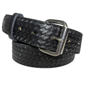 Amish Leather Belt Basket Weave Black