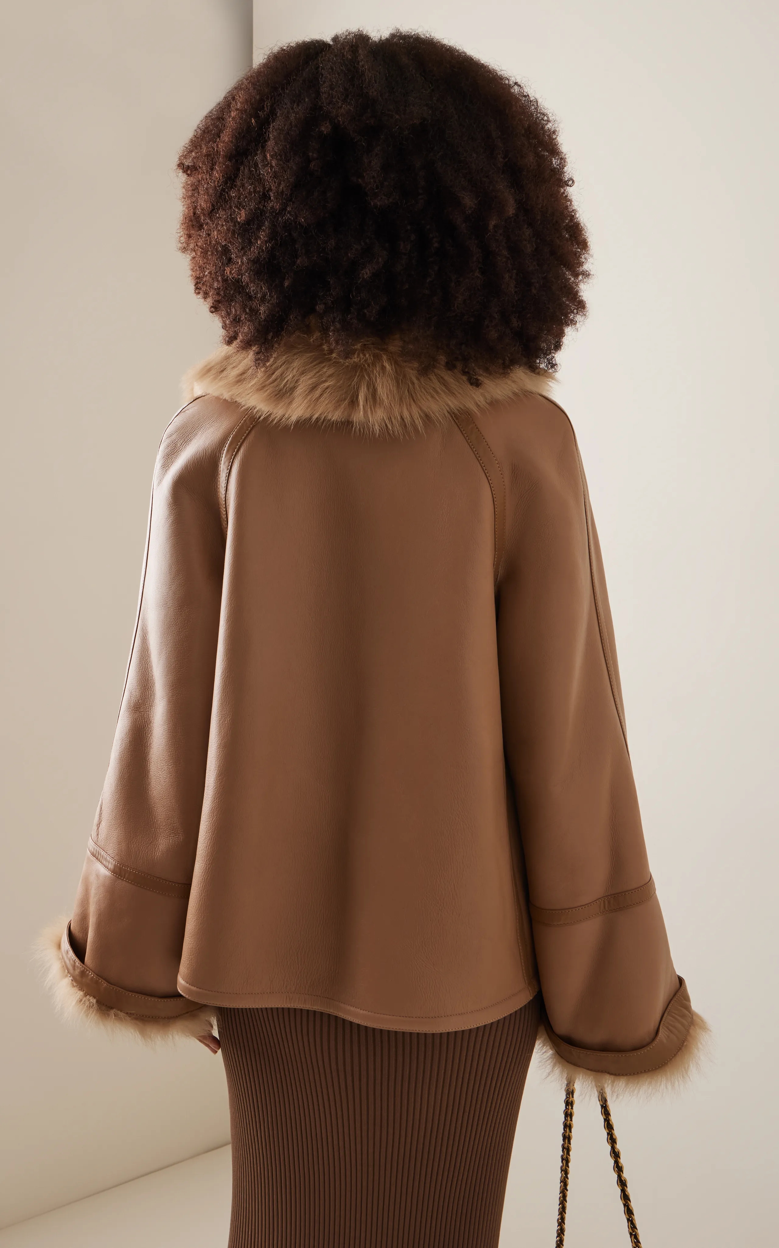 Ancient Brown Milky Way Shearling Coat by HiSO