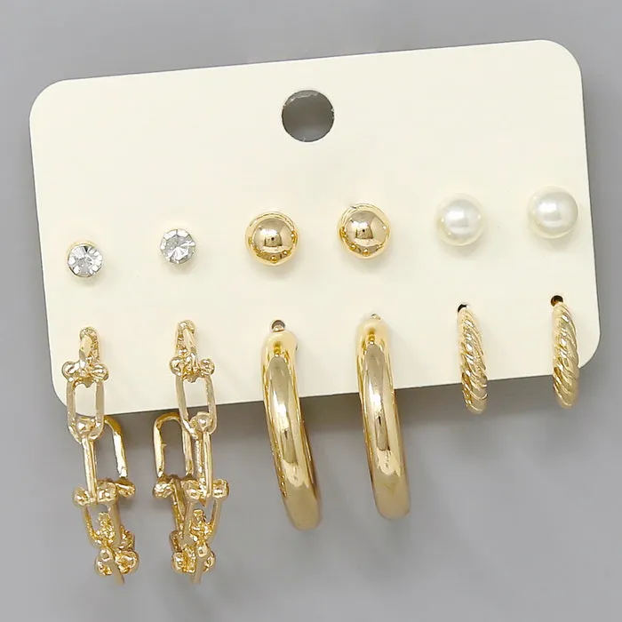 Stud & Hoop Earring Set