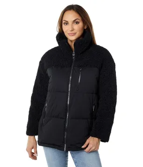 Avec Les Filles Mixed Media Short Puffer Coat