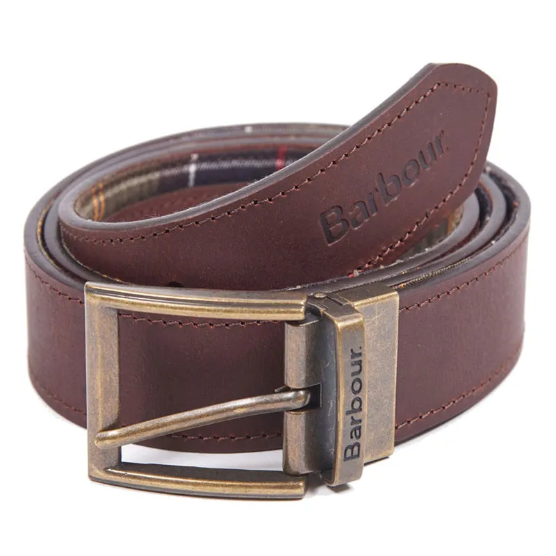 Barbour Reversible Leather Belt Men's Classic Tartan/Brown