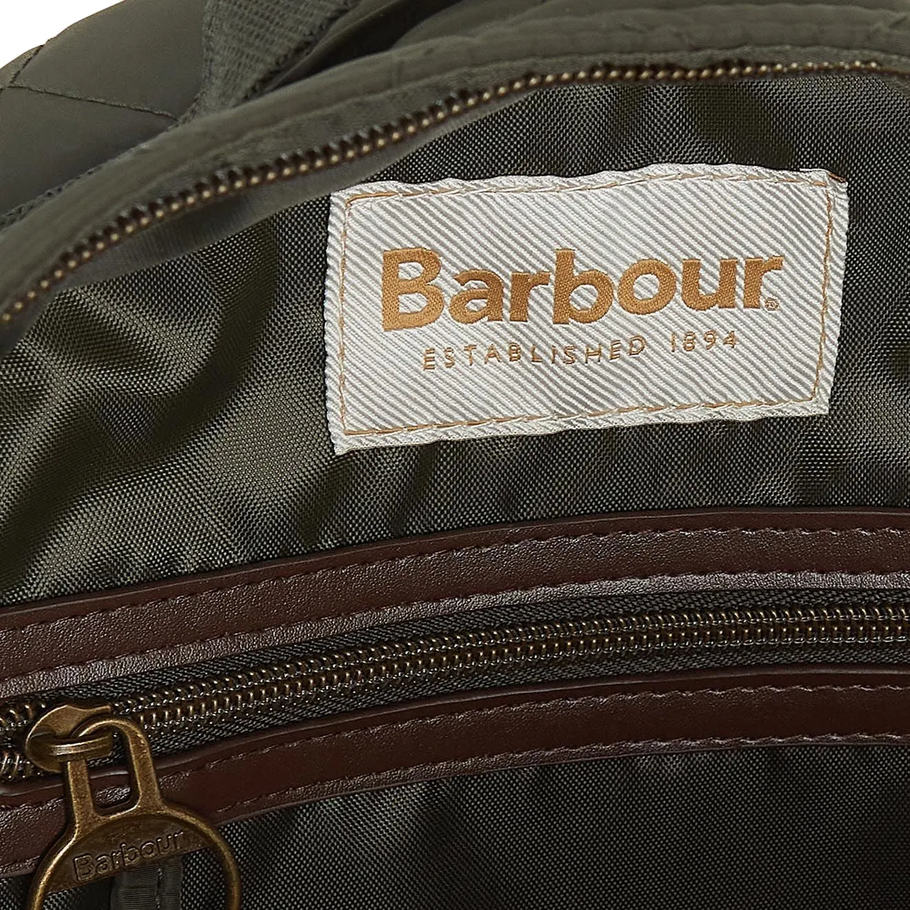 Barbour Olive Quilted Backpack