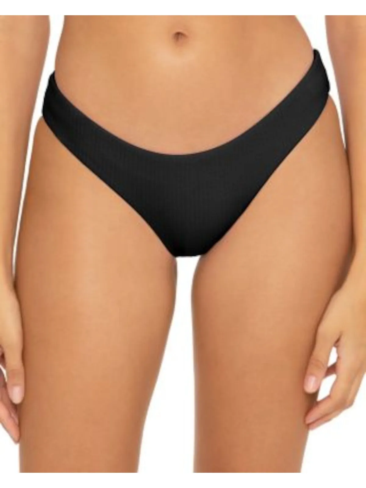 Black Low Rise Ruched Bikini Bottom by BECCA