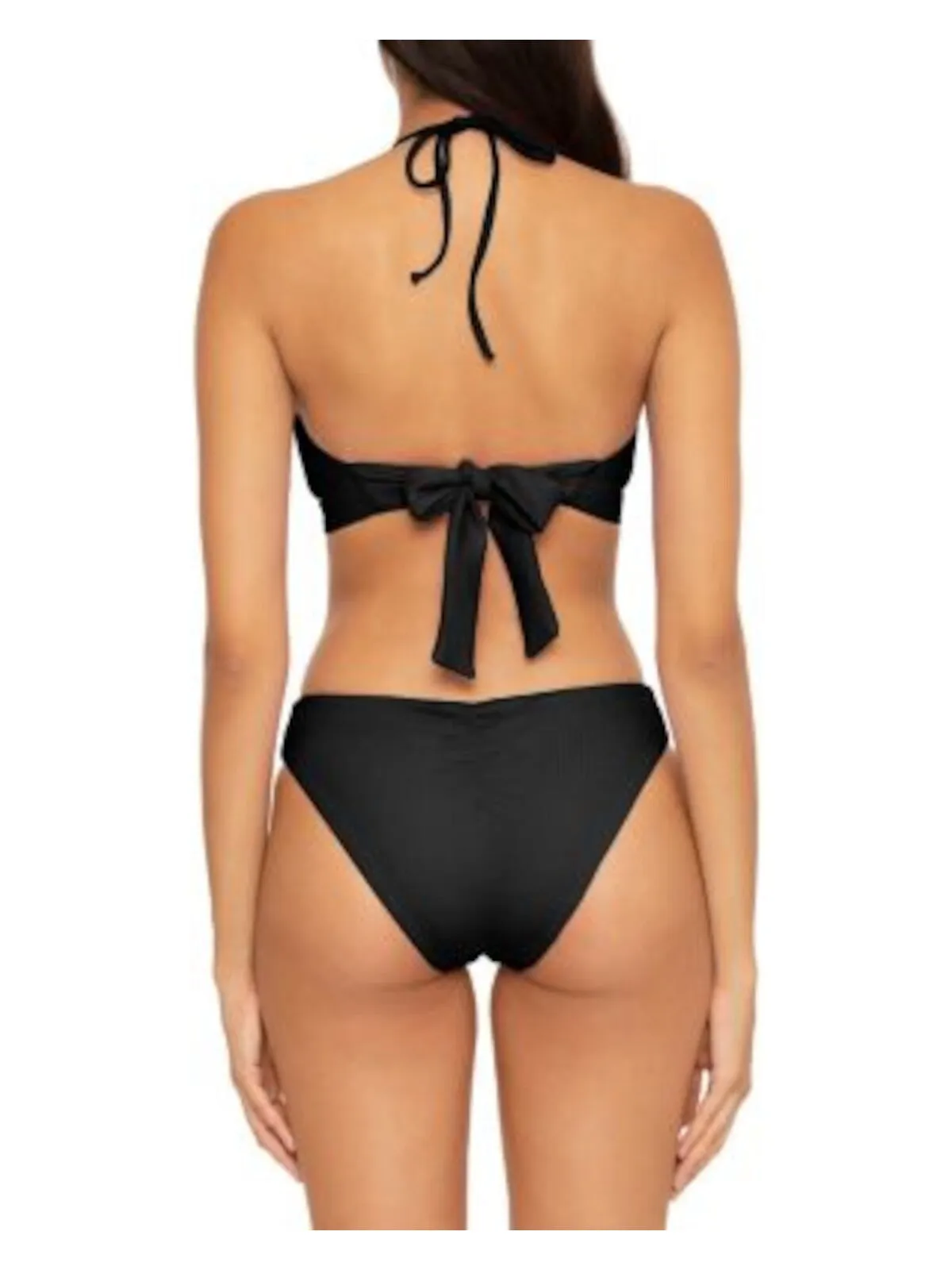 Black Low Rise Ruched Bikini Bottom by BECCA