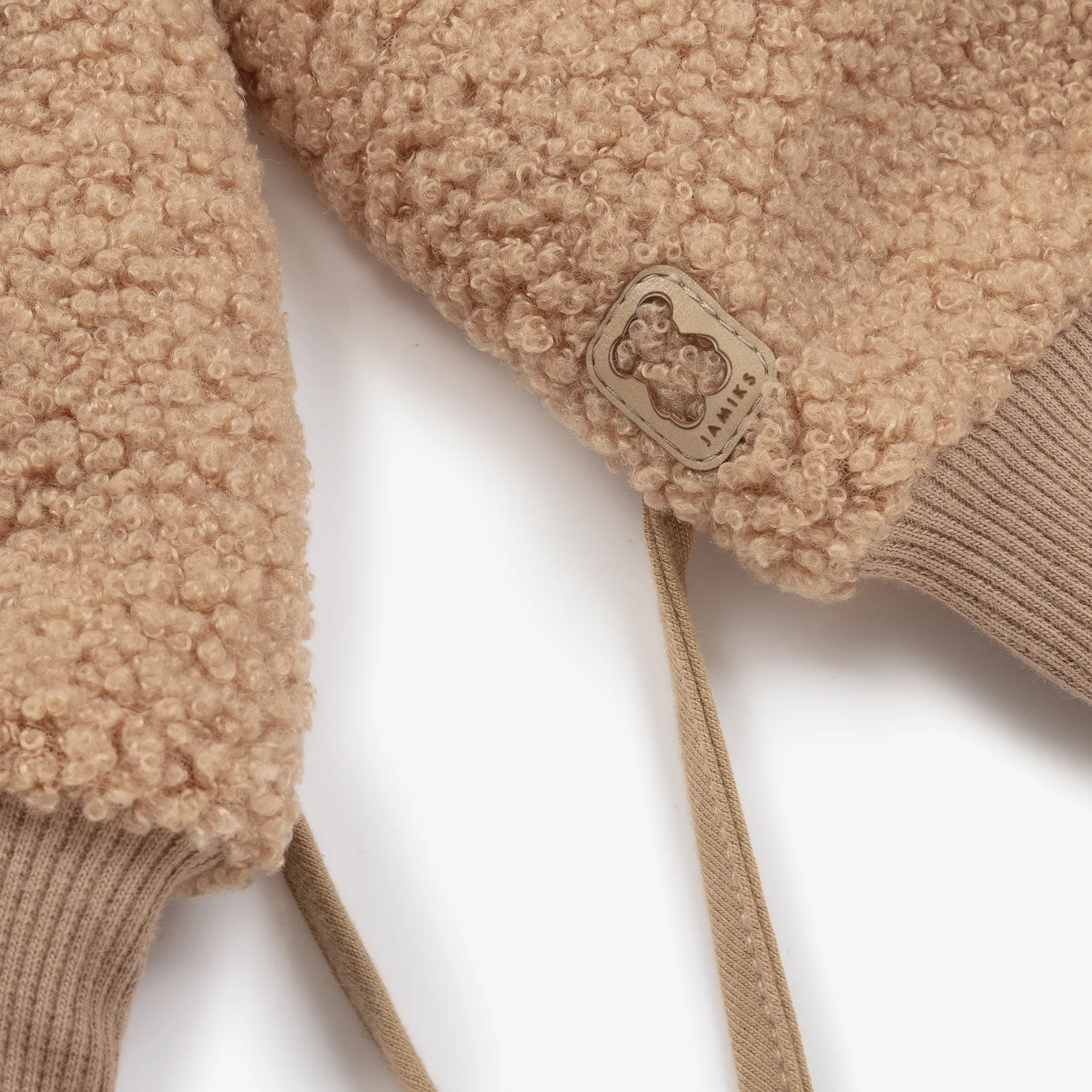 Beige Bouclé Fleece Mittens