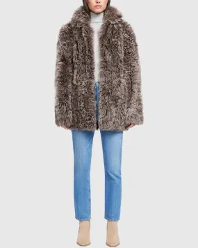 Belted Double-Breasted Faux Shearling Teddy Coat