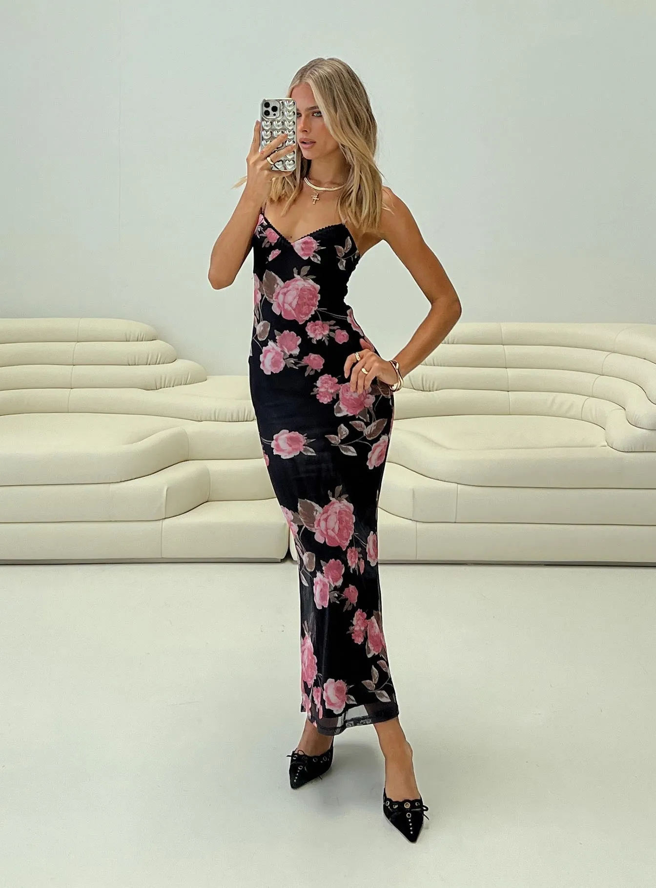 Black / Floral Manolis Maxi Dress