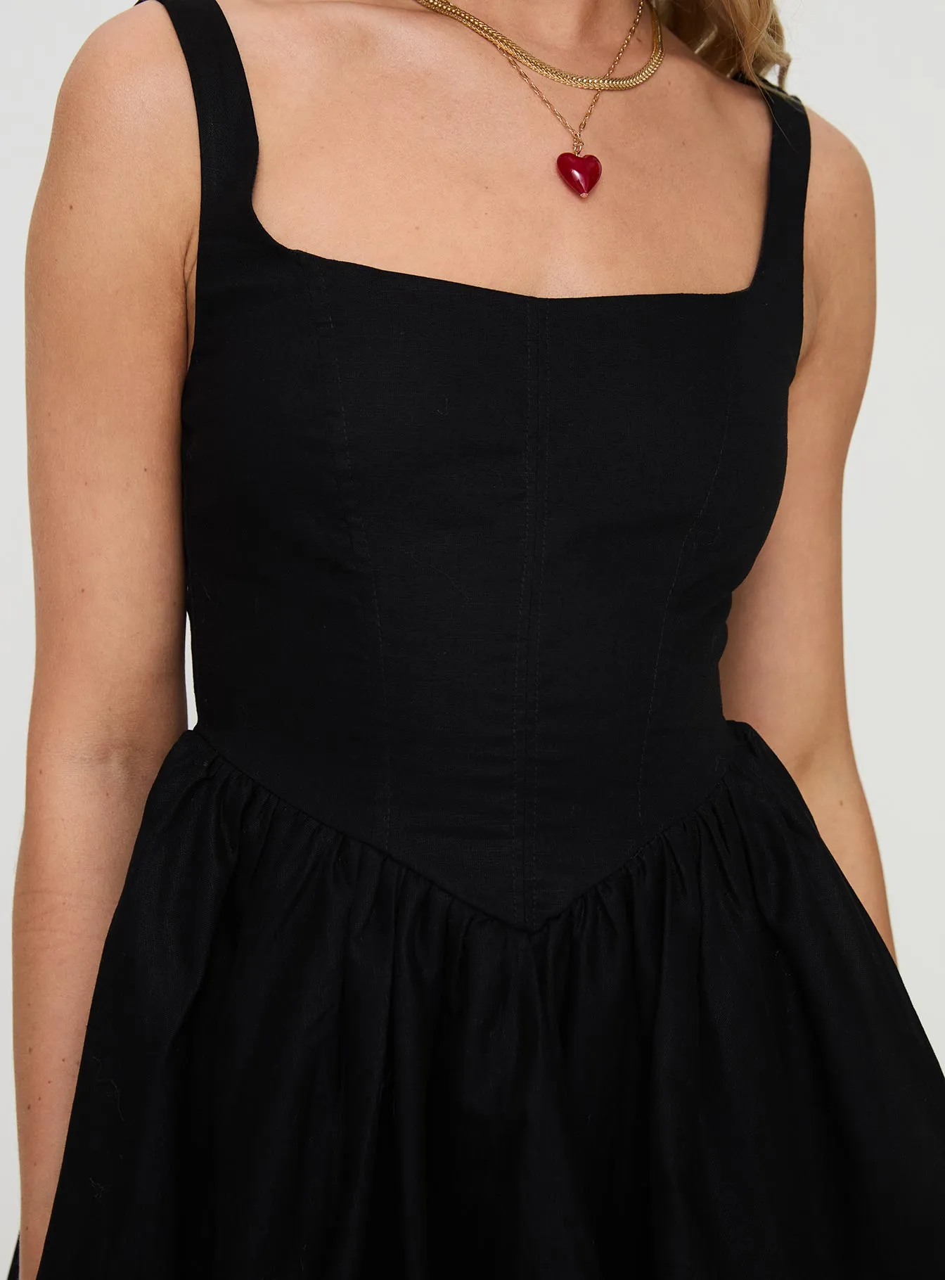 Alcott Black Bubble Hem Mini Dress