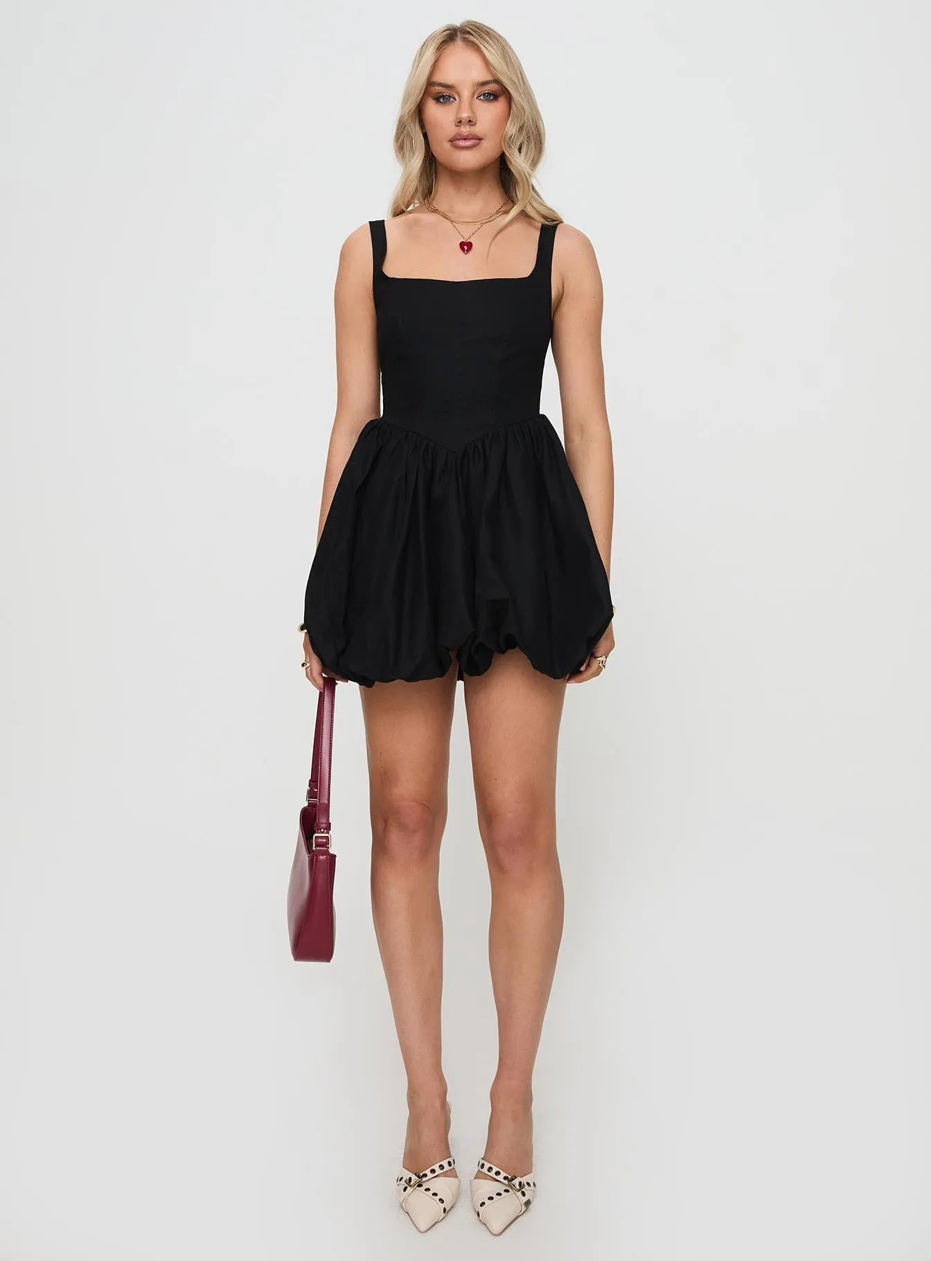 Alcott Black Bubble Hem Mini Dress