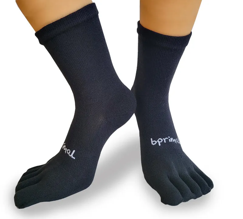 Black Bprimal Everyday Crew Regular Weight Five-Toe Socks