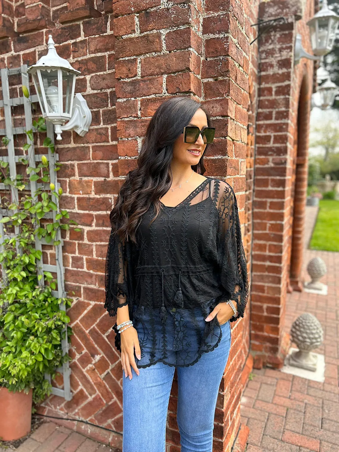 Crochet Lace Batwing Top