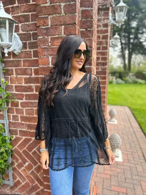 Crochet Lace Batwing Top