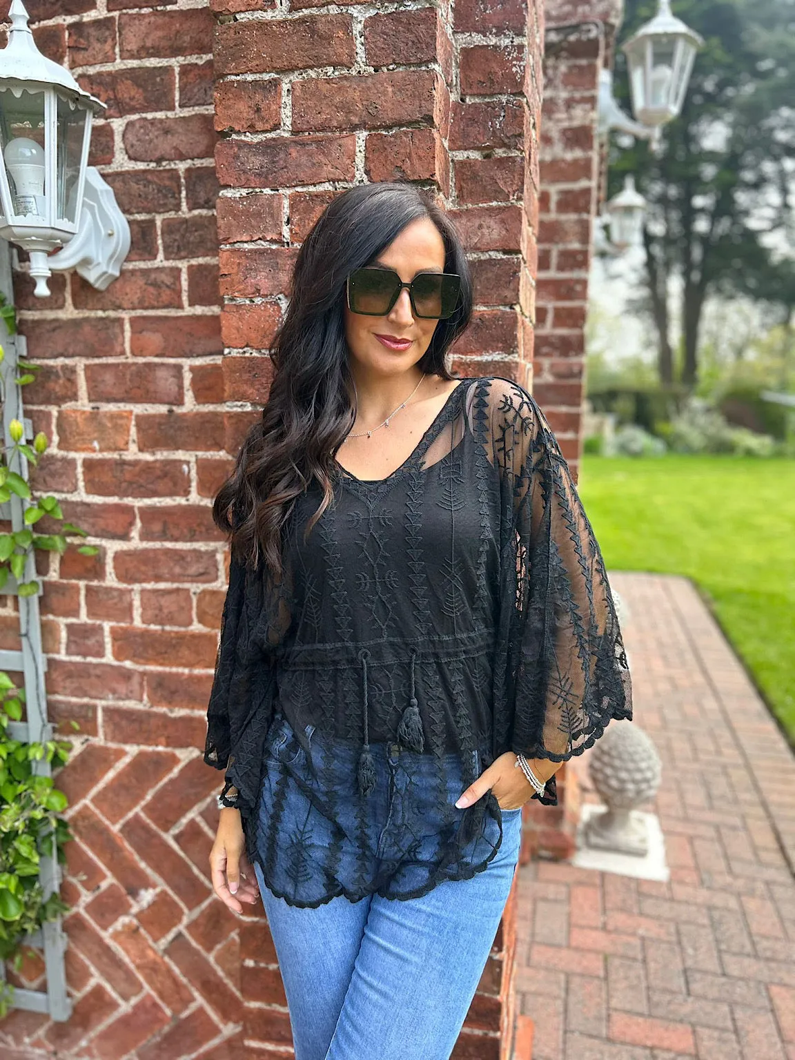 Crochet Lace Batwing Top