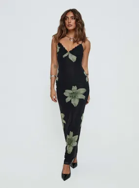 Black Floral Stardrop Maxi Dress