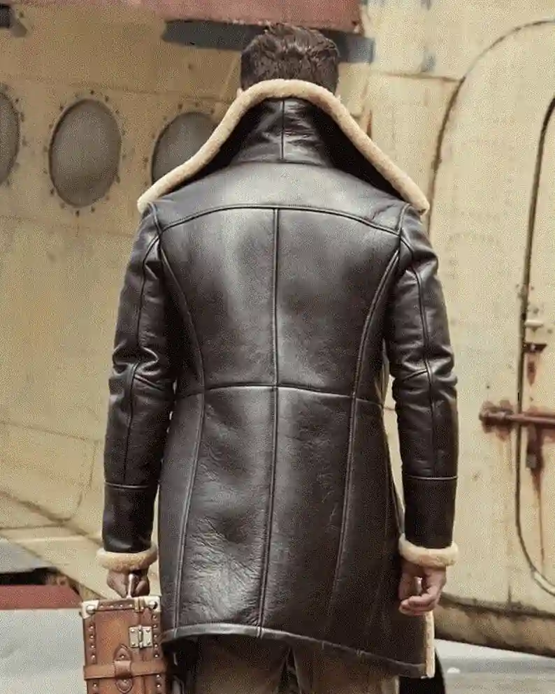 Brown Shearling Leather Long Coat;