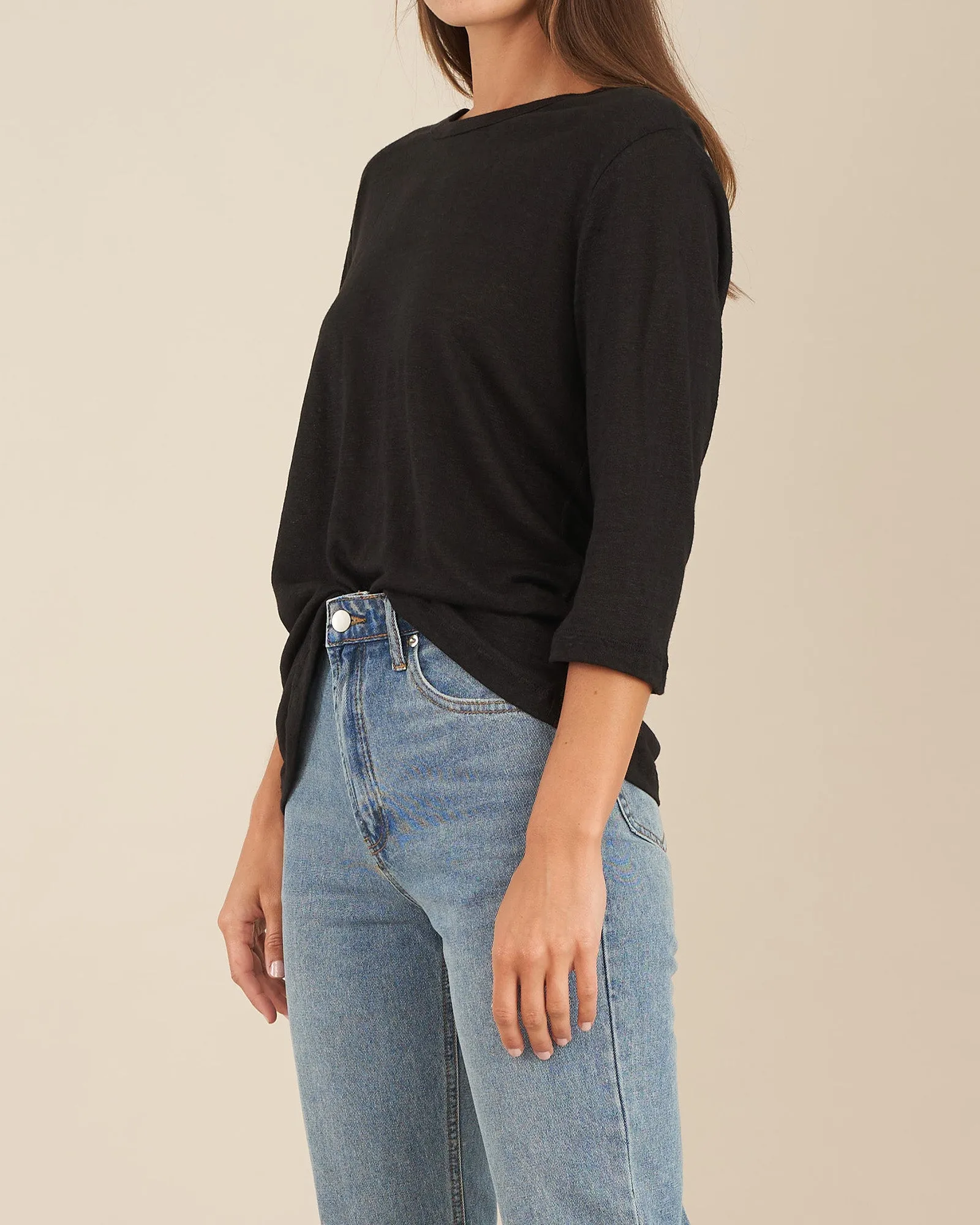 Black Bronte Linen Jersey Top