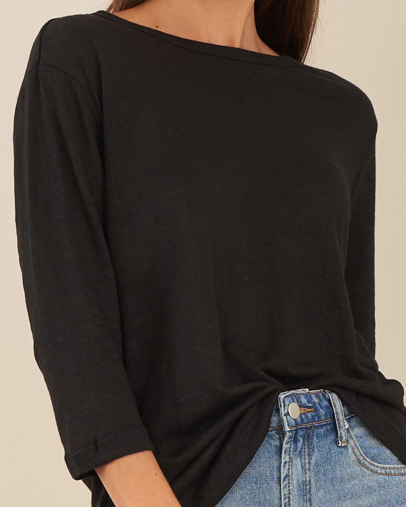 Black Bronte Linen Jersey Top