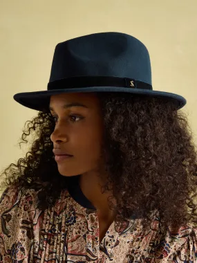 Blue Wool Fedora Hat