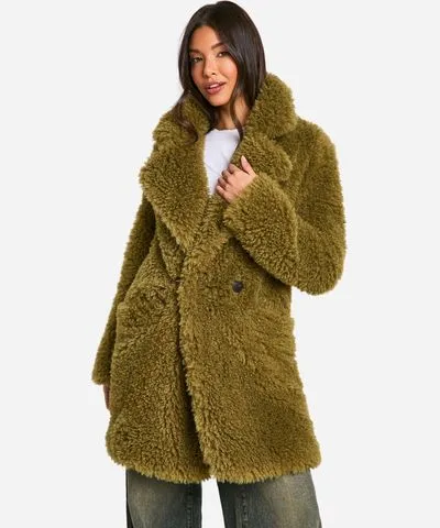 Boohoo Women's Teddy Faux Fur Coat