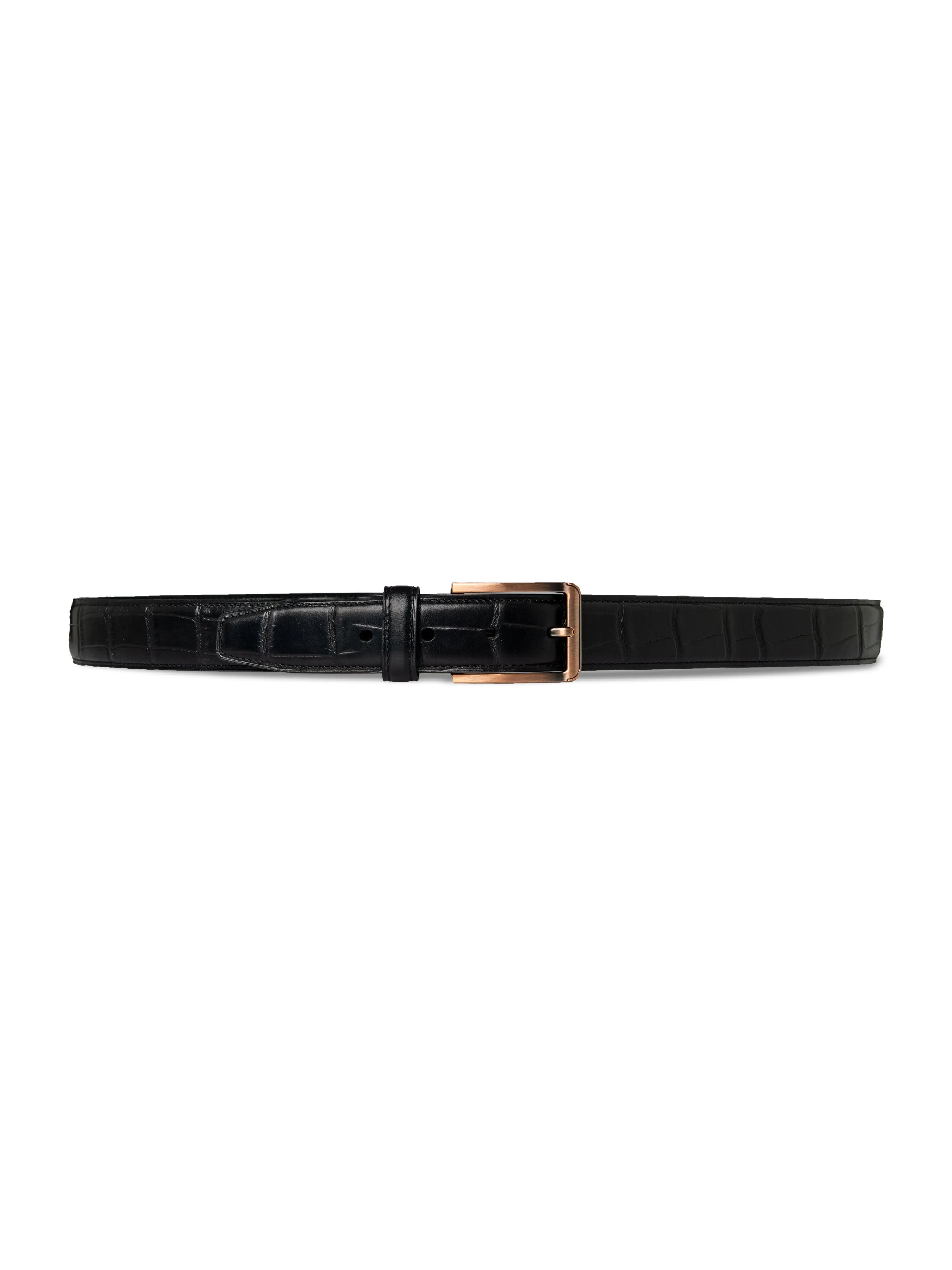 Copper-toned Buckle Croco Leather Belt