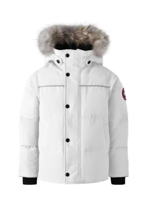 Canada Goose Kids Down Parka Snowy Owl in North Star White