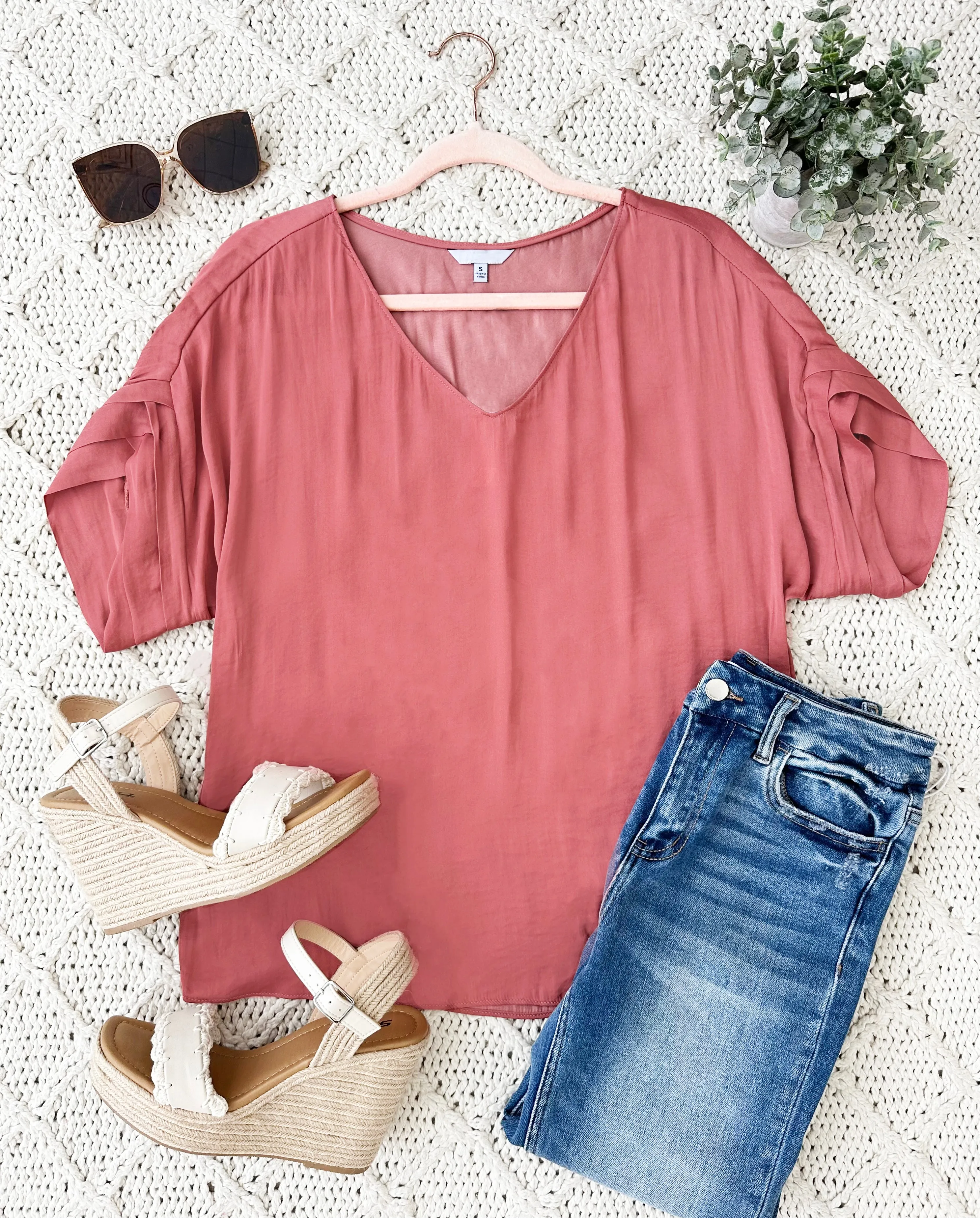 Layered Sleeve Top in Canyon Rose