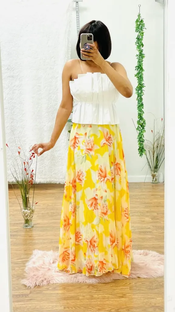 Floral Print Maxi Skirt by Cari