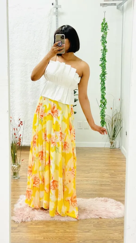 Floral Print Maxi Skirt by Cari