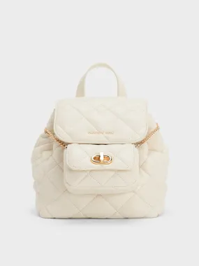 Cream Aubrielle Quilted Backpack