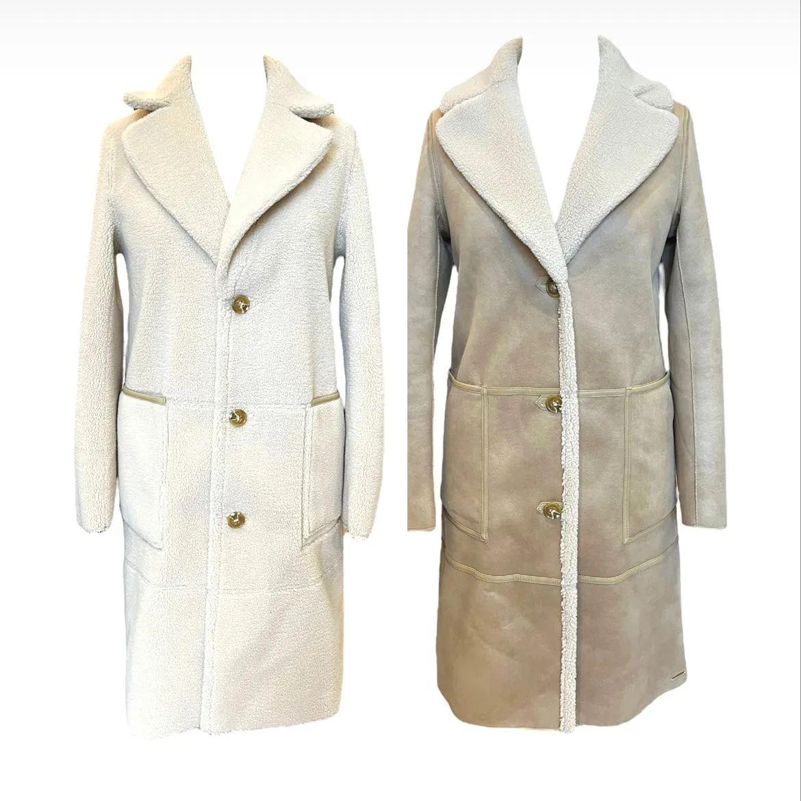 Cream Reversible Shearling Coat