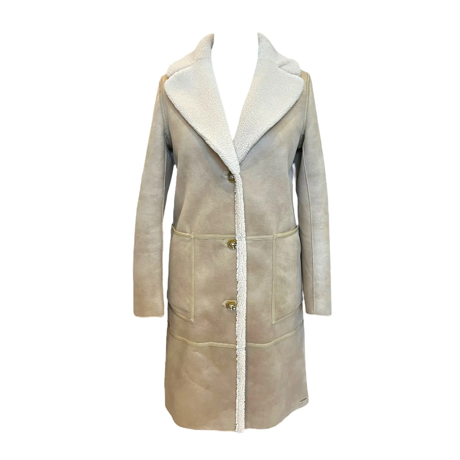 Cream Reversible Shearling Coat