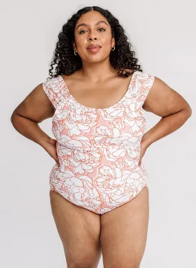 Peony Curvy Cap Sleeve One-Piece Swimsuit