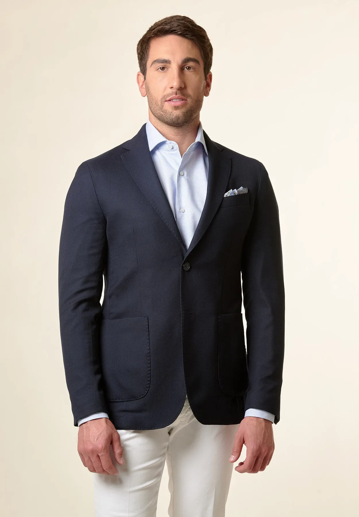 Custom Fit Deconstructed Armature Blue Wool Blazer