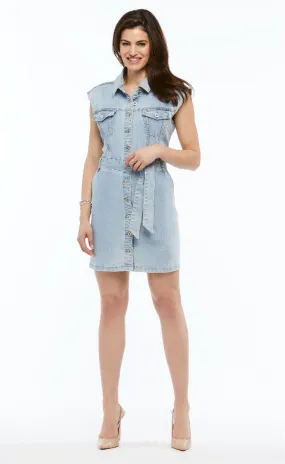 Denim Cap Sleeve Dress