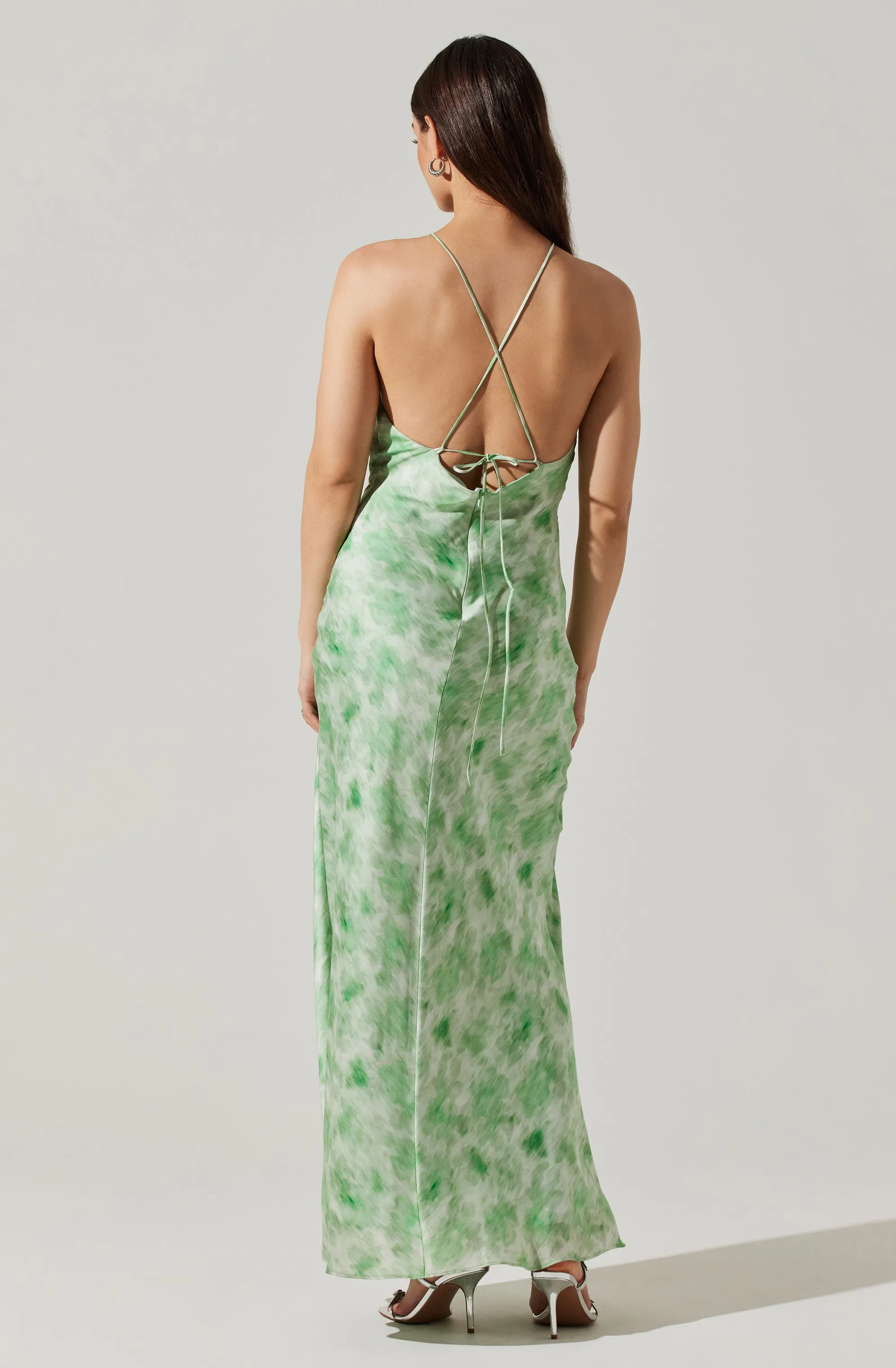 Satin Halter Maxi Dress by Elynor