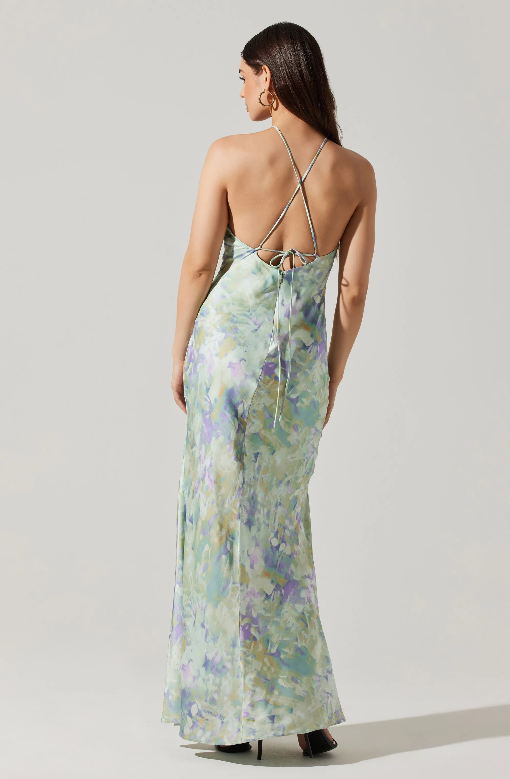 Satin Halter Maxi Dress by Elynor