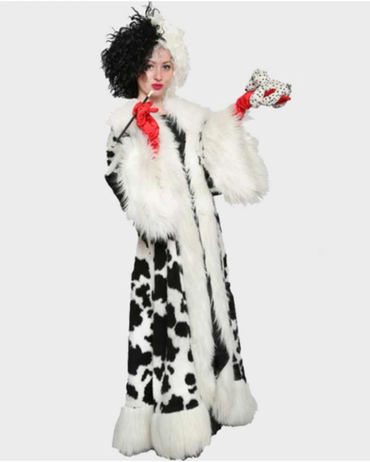 Black & White Dot Shearling Coat