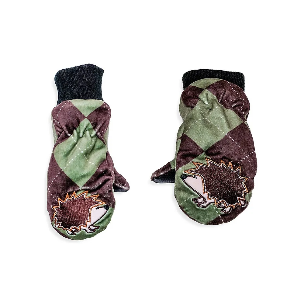 FLAPJACKKIDS Kid's Fleece Mittens with Hedgehog Puppet