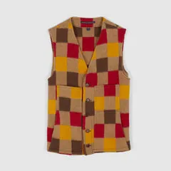 Four color check vest