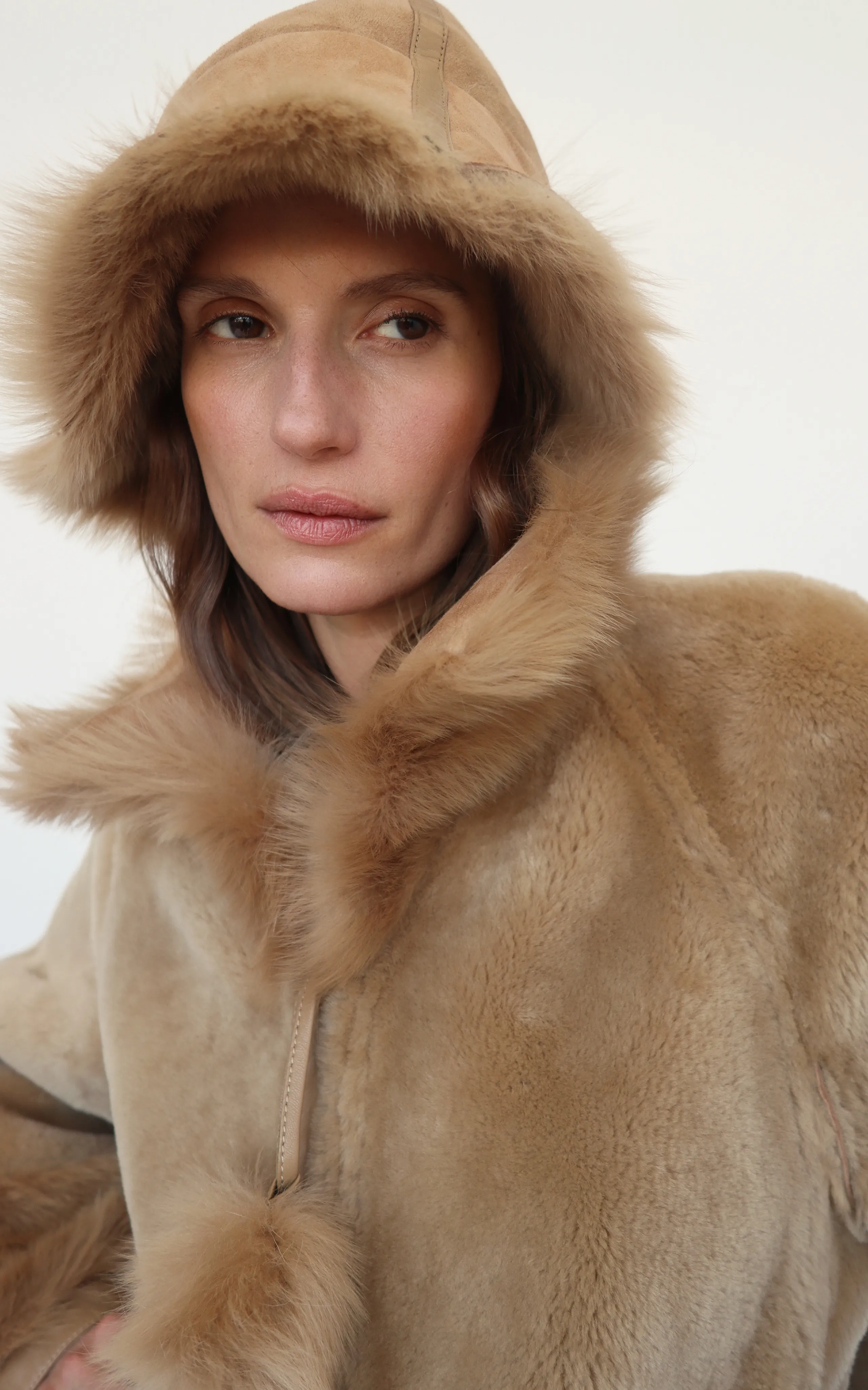 Malene Birger Fur-Trimmed Shearling Coat